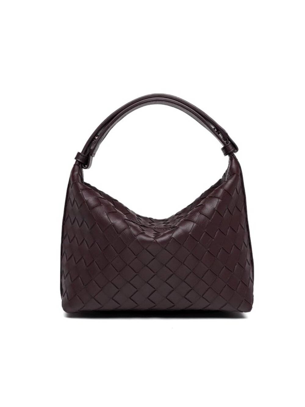 Woven Vegan Leather Shoulder Bag Top-Handle Handbag Spacious Interior